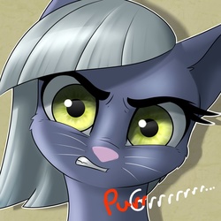 Size: 894x894 | Tagged: safe, artist:captainpudgemuffin, limestone pie, cat, earth pony, pony, g4, behaving like a cat, cute, female, limabetes, limetsun pie, looking at you, mare, solo, tsundere, unamused