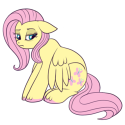 Size: 500x500 | Tagged: safe, artist:lulubell, fluttershy, g4, female, sad, simple background, solo, transparent background