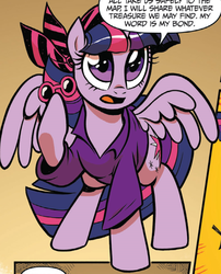 Size: 932x1156 | Tagged: safe, idw, official comic, twilight sparkle, alicorn, pony, g4, spoiler:comic, spoiler:comic13, clothes, costume, female, mare, outfit catalog, pirate, solo, twilight sparkle (alicorn)