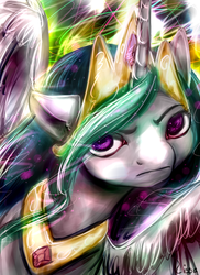 Size: 2400x3300 | Tagged: safe, artist:cartoonowl, princess celestia, alicorn, pony, g4, female, high res, looking at you, mare, solo