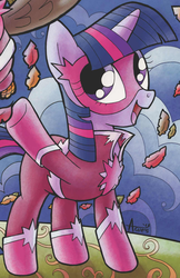 Size: 1290x1990 | Tagged: safe, idw, twilight sparkle, g4, spoiler:comic, clothes, costume, female, outfit catalog, solo, superhero