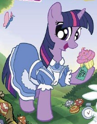 Size: 216x274 | Tagged: safe, idw, twilight sparkle, g4, spoiler:comic, alice, alice in wonderland, clothes, cosplay, costume, female, outfit catalog, puffy sleeves, solo