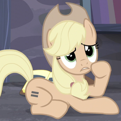 Size: 485x485 | Tagged: safe, screencap, applejack, g4, the cutie map, equal cutie mark, equalized, female, outfit catalog, solo