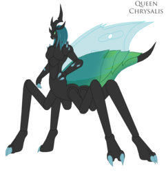 Size: 1968x2038 | Tagged: safe, artist:pyrus-leonidas, queen chrysalis, kaiju, g4, female, insectoid, kaijufied, simple background, solo, species swap, transparent background