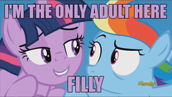 Size: 1920x1080 | Tagged: safe, edit, edited screencap, screencap, rainbow dash, twilight sparkle, alicorn, pony, g4, the cutie re-mark, bedroom eyes, caption, duo, eye contact, female, filly, flying, frown, grin, image macro, lip bite, mare, meme, out of context, purple text, smiling, stranger danger, twilest dashle, twilight sparkle (alicorn), wide eyes