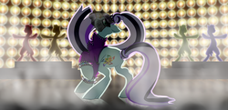 Size: 3900x1880 | Tagged: safe, artist:veeveetherpernartist, coloratura, earth pony, pony, g4, the mane attraction, backup dancers, bracelet, countess coloratura, female, mare, smoke, spiked wristband