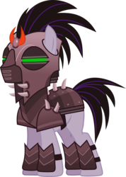 Size: 4268x6000 | Tagged: safe, artist:magister39, g4, the cutie re-mark, absurd resolution, alternate timeline, armor, crystal war timeline, glowing eyes, green eyes, helmet, inkscape, mind control, simple background, solo, sombra soldier, that was fast, transparent background, vector