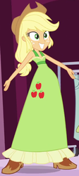 Size: 420x936 | Tagged: safe, screencap, applejack, equestria girls, g4, my little pony equestria girls, clothes, dress, fall formal outfits, female, outfit catalog, prototype, solo