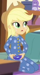 Size: 208x386 | Tagged: safe, screencap, applejack, equestria girls, g4, my little pony equestria girls: rainbow rocks, clothes, female, footed sleeper, outfit catalog, pajamas, solo