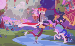 Size: 1288x799 | Tagged: safe, screencap, discord, princess celestia, princess luna, screwball, alicorn, draconequus, earth pony, pony, g4, the cutie re-mark, afro, alternate timeline, animated, cape, chaos, chaotic timeline, chase, clothes, clown, clown celestia, clown luna, clown nose, crown, cute, cutelestia, discane, discord scepter, discorded landscape, female, green sky, gritted teeth, king discord, male, mare, red nose, running, scepter, trio, twilight scepter, unicycle
