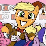 Size: 183x183 | Tagged: safe, idw, applejack, pinkie pie, rarity, twilight sparkle, g4, spoiler:comic, clothes, cosplay, costume, eleventh doctor, outfit catalog