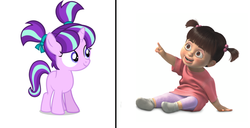 Size: 996x508 | Tagged: safe, starlight glimmer, g4, the cutie re-mark, boo (monsters inc), monsters inc., younger