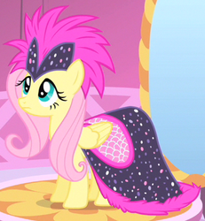 Size: 360x390 | Tagged: safe, screencap, fluttershy, pony, g4, green isn't your color, clothes, dress, female, outfit catalog, solo