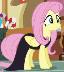 Size: 612x686 | Tagged: safe, screencap, fluttershy, masquerade, pony, g4, scare master, clothes, costume, female, outfit catalog, solo
