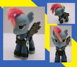 Size: 2344x2040 | Tagged: safe, artist:hammer42, rainbow dash, g4, the cutie re-mark, apocalypse dash, clothes, crystal war timeline, customized toy, figure, high res, irl, photo, prosthetic limb, scar, solo, that was fast, torn ear, uniform