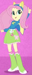 Size: 282x650 | Tagged: safe, screencap, fluttershy, equestria girls, g4, my little pony equestria girls, boots, clothes, cropped, female, helping twilight win the crown, high heel boots, school spirit, shoes, skirt, solo, wondercolts