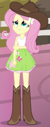 Size: 199x502 | Tagged: safe, screencap, fluttershy, equestria girls, g4, my little pony equestria girls: rainbow rocks, shake your tail, boots, clothes, cowboy boots, cowboy hat, cowgirl, cowgirl outfit, female, hat, high heel boots, outfit catalog, shirt, shoes, skirt, solo, stetson