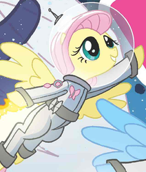 Size: 636x751 | Tagged: safe, idw, fluttershy, rainbow dash, g4, spoiler:comic, astronaut, clothes, costume, jetpack, outfit catalog, spacesuit
