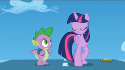 Size: 1920x1080 | Tagged: safe, screencap, spike, twilight sparkle, alicorn, pony, g4, the cutie re-mark, discovery family logo, female, great moments in animation, mare, twilight sparkle (alicorn)