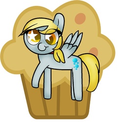 Size: 883x904 | Tagged: safe, artist:awesometreeepic, derpy hooves, pegasus, pony, g4, female, food, mare, muffin, smiling, solo, starry eyes