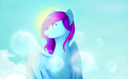 Size: 1720x1075 | Tagged: safe, artist:januarylightsphere, oc, oc only, oc:ruby bubble, pegasus, pony, solo