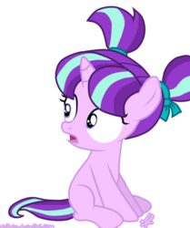 Size: 641x768 | Tagged: safe, artist:misteriss, starlight glimmer, g4, the cutie re-mark, alternate hairstyle, cute, female, filly, filly starlight glimmer, glimmerbetes, pigtails, simple background, solo, transparent background, vector, younger