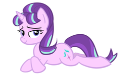 Size: 841x508 | Tagged: safe, artist:paking pie, starlight glimmer, pony, g4, female, looking at you, prone, s5 starlight, simple background, solo, vector, white background
