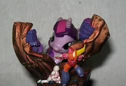 Size: 806x555 | Tagged: safe, twilight sparkle, g4, arcee, crossover, diorama, hot rod, toy, transformers