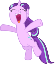 Size: 5180x6000 | Tagged: safe, artist:slb94, starlight glimmer, pony, unicorn, g4, the cutie re-mark, absurd resolution, cute, excited, eyes closed, female, glimmerbetes, happy, jumping, mare, open mouth, s5 starlight, simple background, smiling, solo, transparent background, uvula, vector