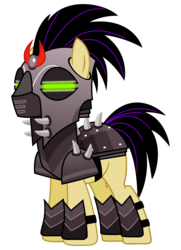 Size: 2600x3600 | Tagged: safe, artist:cheezedoodle96, ivory, ivory rook, crystal pony, pony, g4, the cutie re-mark, .svg available, alternate timeline, armor, crystal war timeline, glowing eyes, green eyes, helmet, high res, male, mind control, simple background, solo, sombra soldier, stallion, svg, transparent background, vector