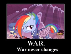 Size: 748x570 | Tagged: safe, edit, edited screencap, screencap, rainbow dash, cyborg, pegasus, pony, g4, the cutie re-mark, alternate timeline, apocalypse dash, crystal war timeline, fallout, female, fight, mare, scar, torn ear, war never changes