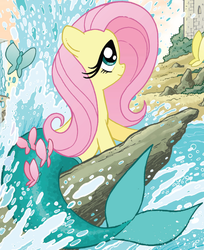 Size: 1552x1906 | Tagged: safe, idw, fluttershy, g4, spoiler:comic, clothes, costume, female, outfit catalog, princess ariel, solo, the little mermaid