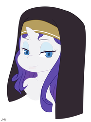 Size: 955x1280 | Tagged: safe, artist:zoarity, rarity, g4, bust, colored pupils, female, nun, nun rarity, portrait, simple background, solo, white background