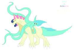 Size: 2902x2004 | Tagged: safe, artist:pyrus-leonidas, bon bon, lyra heartstrings, sweetie drops, kaiju, squid, g4, duo, female, fusion, high res, kaijufied, lesbian, ship:lyrabon, shipping, simple background, species swap, symbiosis, transparent background, wat, what has science done
