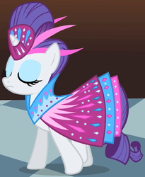 Size: 495x603 | Tagged: safe, screencap, rarity, pony, unicorn, g4, green isn't your color, alternate hairstyle, clothes, dress, female, outfit catalog, solo