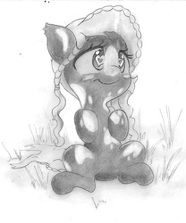 Size: 3488x4192 | Tagged: safe, artist:cross_ornstein, derpibooru exclusive, oc, oc only, coat markings, cute, grayscale, monochrome, pencil drawing, pinto, solo, traditional art