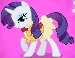 Size: 648x502 | Tagged: safe, screencap, rarity, pony, g4, sweet and elite, bedroom eyes, clothes, dress, female, frilly dress, lidded eyes, mare, outfit catalog, solo