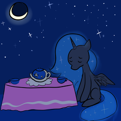 Size: 1000x1000 | Tagged: artist needed, safe, princess luna, g4, 4chan, artifact, female, night, sad, solo, teapot