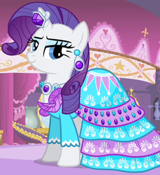 Size: 612x668 | Tagged: safe, screencap, rarity, pony, g4, simple ways, clothes, dress, female, outfit catalog, solo