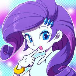 Size: 700x700 | Tagged: safe, artist:hacha, rarity, equestria girls, g4, female, looking at you, nail polish, pixiv, smiling, solo