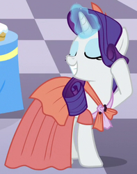 Size: 402x511 | Tagged: safe, screencap, rarity, pony, g4, rarity investigates, clothes, dress, female, magic, mare, outfit catalog, solo