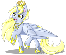 Size: 1000x840 | Tagged: safe, artist:pillonchou, derpy hooves, alicorn, pony, g4, alicornified, derpicorn, female, heart eyes, princess derpy, race swap, solo, wingding eyes, xk-class end-of-the-world scenario