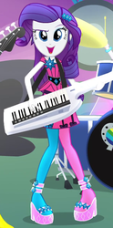 Size: 315x636 | Tagged: safe, screencap, rarity, human, equestria girls, g4, my little pony equestria girls: rainbow rocks, cropped, dreamworks face, female, guitar, keytar, musical instrument, outfit, outfit catalog, piano, singing, solo
