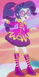 Size: 390x763 | Tagged: safe, screencap, rarity, equestria girls, friendship through the ages, g4, my little pony equestria girls: rainbow rocks, boots, female, glasses, high heel boots, outfit catalog, ponytail, sgt. rarity, solo