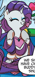 Size: 305x671 | Tagged: safe, idw, rarity, pony, g4, spoiler:comic, clothes, costume, outfit catalog, rapunzel, raripunzel, solo focus