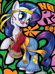 Size: 1394x1850 | Tagged: safe, idw, rarity, g4, spoiler:comic, clothes, costume, female, hippie, outfit catalog, solo