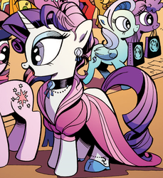 Size: 815x888 | Tagged: safe, idw, rarity, twilight sparkle, wheat grass, pony, g4, spoiler:comic, clothes, dress, outfit catalog