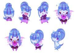 Size: 4194x2880 | Tagged: safe, artist:4as, sonata dusk, siren, equestria girls, g4, :3, chibi, cute, eyes closed, female, fin wings, ponied up, solo, sonatabetes, tongue out