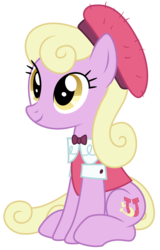 Size: 3196x5000 | Tagged: safe, artist:kooner-cz, luckette, earth pony, pony, g4, made in manehattan, .psd available, background pony, bowtie, clothes, female, hat, high res, mare, photoshop, simple background, sitting, solo, transparent background, vector
