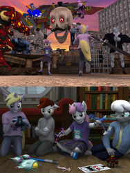 Size: 3000x4000 | Tagged: safe, artist:tahublade7, dinky hooves, pipsqueak, silver spoon, sweetie belle, fox, anthro, plantigrade anthro, g4, 3d, blaze the cat, blue underwear, clothes, crossover, daz studio, e-123 omega, female, high res, imagination, krystal, lightsaber, male, panties, ship:sweetiesqueak, shipping, skirt, sonic the hedgehog, sonic the hedgehog (series), star fox, star fox adventures, star wars, straight, toy, underwear, upskirt, warhammer (game), warhammer 40k